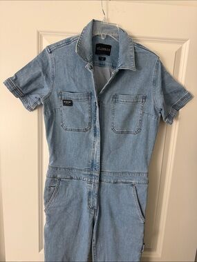 wild fable Light Blue Denim Short-Sleeve Jumpsuit size XS